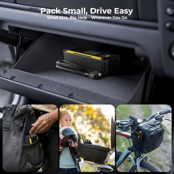 New 150 PSI Tire Inflator Portable Air Compressor with Digital Gauge, LED - Picture 6 of 7